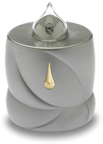 AROBA Bougie funéraire LED - Effet vacillant comme une vraie bougie - Longue durée de combustion jusqu'à 200 jours - Réutilisable - Bougie commémorative - Larmes argentées