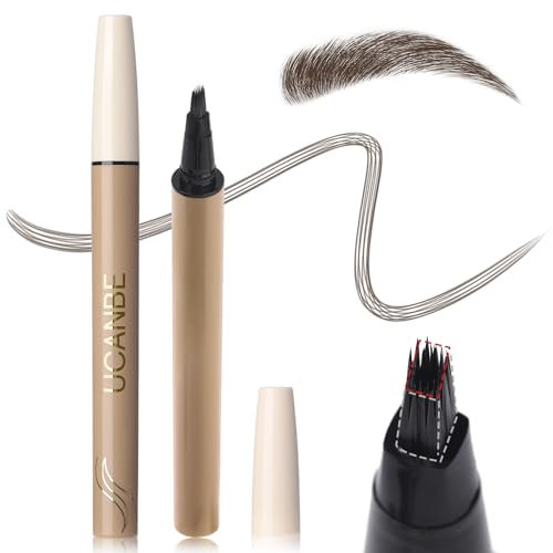 UCANBE Matita Sopracciglia Waterproof Microblading con Pennello Angolato Morbido, Effetto Pelo, Trucco Naturale per Sopracciglia (Marrone Scuro)