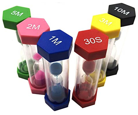 WWHJR Juego de temporizadores de arena de 1/3/5/6 colores, para aula, cocina, juegos, oficina en casa, para reloj de arena de plástico, temporizador de 10 minutos, temporizador de 30 segundos