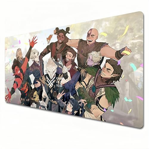 HANSUFEN Baldur's Gate 3 Mauspad, XXL-RGB-Gaming-Mauspad, 900 x 400, genähter Rand und Schreibtischunterlage für Heimbüro (XXL)