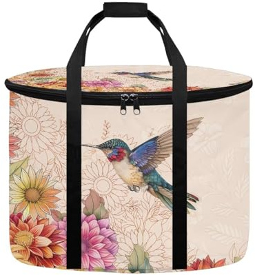 Kathyboom Tragbare Slow-Cooker-Reisetasche, Kolibri-Design, isolierte Slow-Cooker-Taschen, groß für die meisten 4, 5, 6, 7, 8 Quart Töpfe