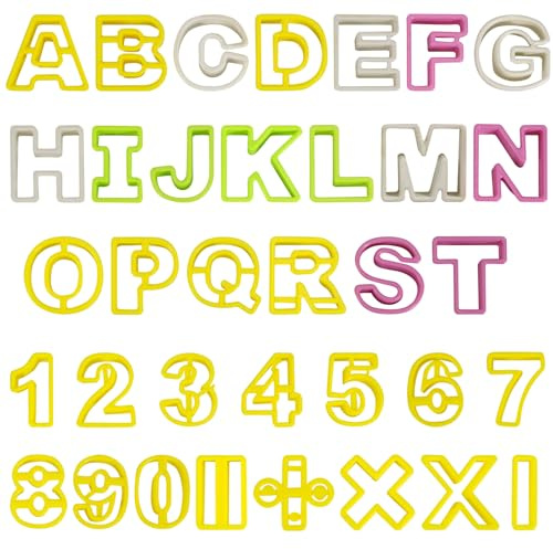 BIKHYY 41Pcs A-Z Alphabet Number Cutters Small Plastic Symbol Mould for DIY Clay Crafts Mould Tools