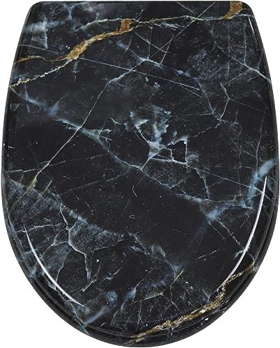 Fanmitrk Abattant de WC avec système d'abaissement automatique, couvercle de toilette en Duroplast avec fermeture rapide, montage par le haut, siège de toilette avec motif