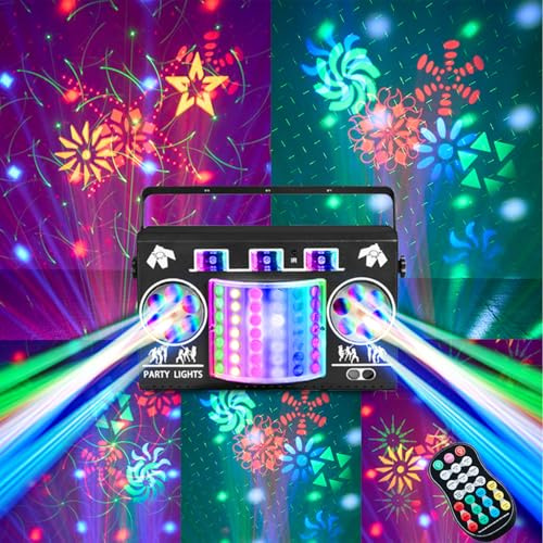 All in One Disco Lights,Sound Activated LED Strobe Light,DMX512 Derby Lighting,Colourful LED Patterns Light,Stage Lights,Disco Light for Parties,Birhday Wedding Halloween Christmas Party Maker