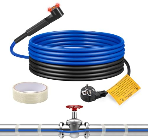 Frostschutz Heizkabel, Ci-Fotto Selbstregulierendes Rohrheizkabel (4M, 15W/M) mit Eingebautem Thermostat zum Schutz von Wasserrohren, Metall-/Kunststoff-Hausrohren, Dachrinnen, Kanalisationsleitungen