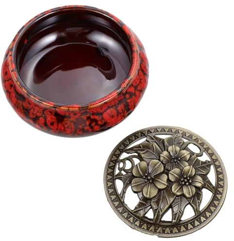 BATHVEVE 1 Pieza Incensario de Cerámica con de Aleación para Aromaterapia y Decoración para Sala Estudio y Yoga