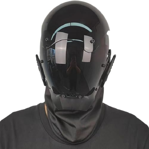 Porgeel Maschera punk da uomo nera futuristica maschera PC decorativo insegnamento cyber per cosplay festa Halloween festival musicale