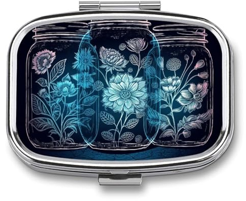 Pilulier rond à 3 compartiments pour organiser les fleurs dans un vase en verre - Boîte de rangement en métal étanche pour médicaments de voyage
