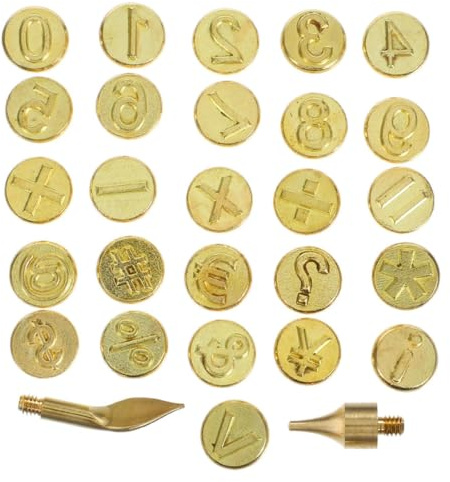 LOLIPPYY 2 Juegos Puntas de Latón para Pirograbado Sellos de Letras para Madera Cuero y Papel Herramientas y Duraderas para Proyectos DIY de Carpintería