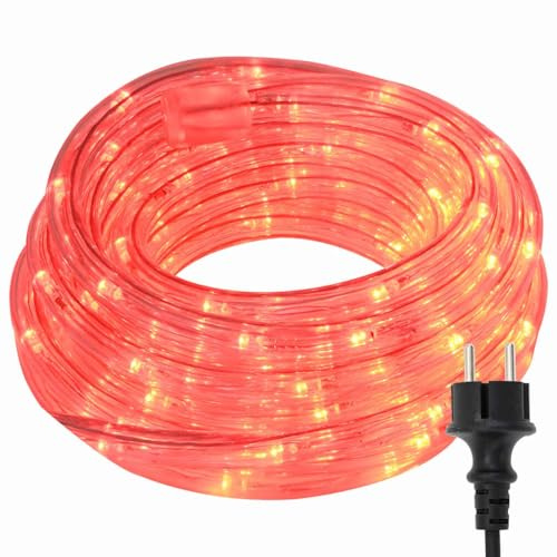 vidaXL Lichtseil mit 480 LEDs Rot 20 m PVC, Outdoor-Lichterkette, saisonale Deko, Indoor-Ambiente, LED-Beleuchtung, Festliche Dekoration