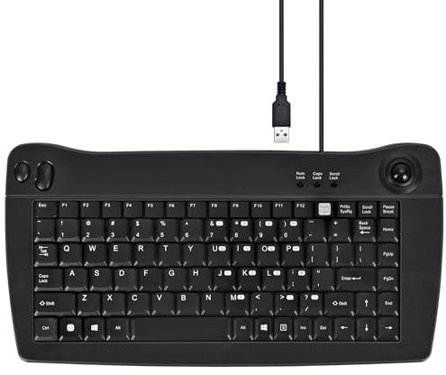 Mini USB Tastatur mit Trackball MC-8040W Schwarz
