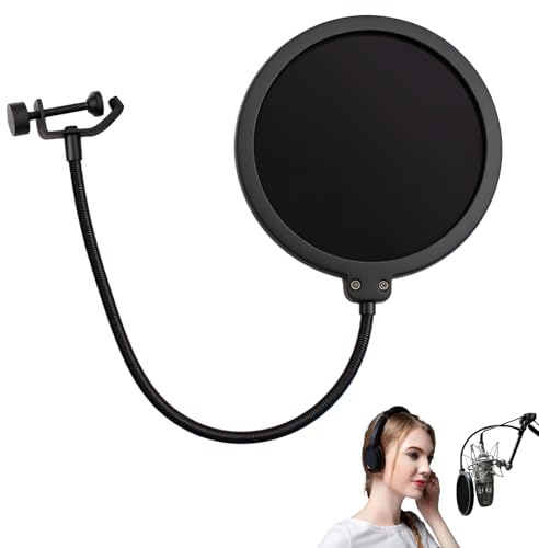 Filtro Pop per microfono a doppio strato, protezione anti-pop con collo d'oca flessibile a 360°, compatibile con Blue Yeti, HyperX QuadCast, Razer Seiren e altri microfoni