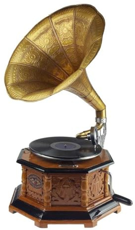 vianmo Imbuto grammofono ottagonale intagliato nostalgia stile antico