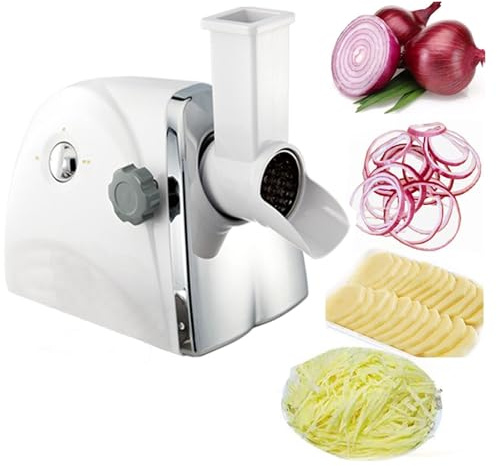 Rallador eléctrico de queso con 3 cuchillas para frutas y verduras, herramienta de cocina eficiente para rallar y cortar rápidamente