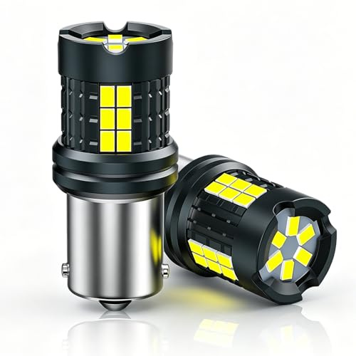 LUM9EX8 1156 BA15S P21W LED Bulb, CANBUS Error Free Anti Hyper Flash, 6500K Xenon White 5000LM Super Bright, 12V-24V for Reverse Backup Brake Stop Tail Turn Signal DRL Rear Fog Light, Pack of 2
