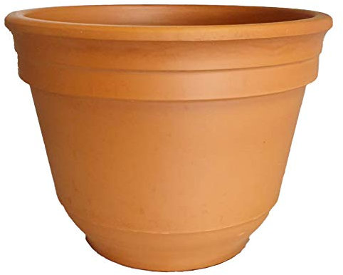 Generico Macetero de terracota (2 piezas) + platillos de terracota (2 unidades) Made in Italy - Macetero de terracota, diámetro 26 cm, altura 23 cm