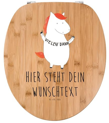 Mr. & Mrs. Panda Personalisierter WC Sitz Motiv Einhorn Dankeschön - Personalisierte Geschenke, Toilettendeckel mit Namen, Klodeckel, Danke, Einhörner, Danksagung, Klobrille, Unicorn, Vielen Dank