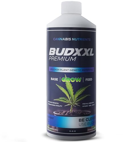 BUDXXL - 1 Liter Premium Grow Dünger - Konzentrat mit Düngeschema, Growdünger für das Wachstum speziell für Cannabis, Made in Germany