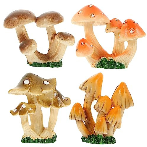 Mipcase 4 Set di Decorazioni per Funghi Paesaggio Fioriere in Resina Adorabili Ornamenti A Forma di Fungo per Mini Statuette di Funghi per 4 Pezzi*4