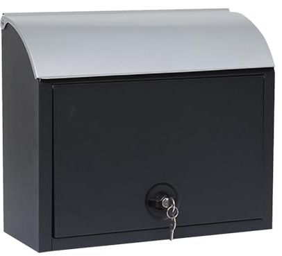 WAMJ AQDY Cassette Postali Condominiali, Cassetta Posta, Semicircolare, Antiruggine e Impermeabile, 38 Cm X 17 Cm X 41 Cm(Black)