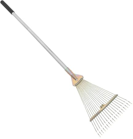 TOYANDONA Rastrillo para Jardín Pesado con Mango Ergonómico Inoxidable Dientes Reforzados y Cabezal Expandible Rastrillo para Césped y Limpieza de Piscinas Fácil de Transportar y Almacenar