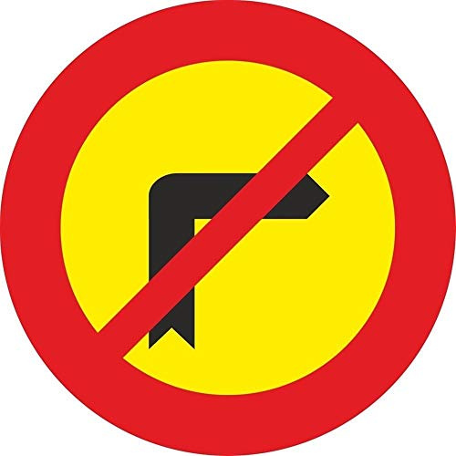 Normaluz V10018 - Señal Vial Redonda Giro A La Derecha prohibido Metalica Termolacada 50 cm