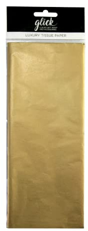 Glick fyra ark med guldsilkespapper, perfekt för presentförpackning, ACH-ark 750 mm x 500 mm silkespapper guld, guldpapper för presentförpackning, födelsedag, jul, alla hjärtans dag, årsdag