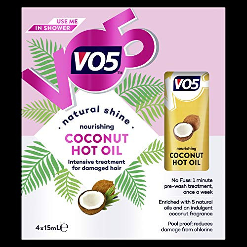 VO5 Nourishing Coconut Hot Oil, Pack of 4, 15ml | Pre-Wash Hair Treatment for Dry, Damaged Hair, Intense Nourishment for Soft, Glossy Results