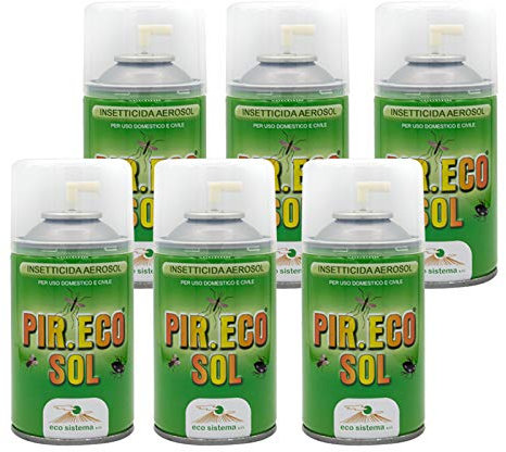 Palucart 6 Insetticida mosche zanzare insetti volanti insetti striscianti uso domestico 250 ml a base di Piretro naturale sinergizzato con Piperonil Butossido