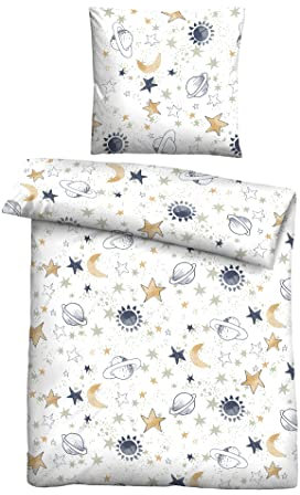 biberna 0004645 Feinbiber-Bettwäsche Weiss 1x 100x135 cm + 1x 40x60 cm