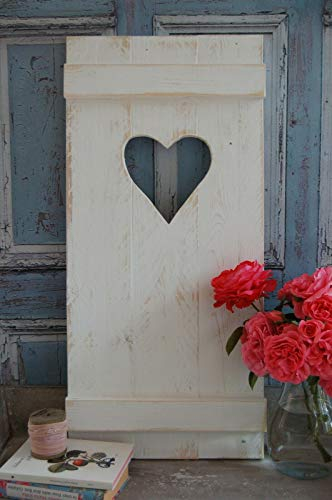 windschief-living Landhaus Fensterladen Lisbeth mit Herz,Shabby Antique chic Handgefertigt