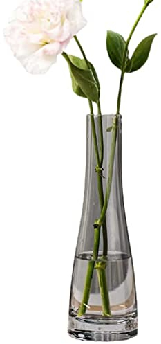 Bamboopack Vase en verre soufflé fait à la main - transparent tige unique décoratif pour fête de mariage, décoration maison et bureau (gris), M (WTTC97768), Gris,transparent