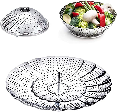 Eruinfang Gemüsedämpfer,Edelstahl Dampfkorb Dampfgarer Einsatz für Meeresfrüchte Gemüse,Eier, Fleisch Cooking(14 bis 23.5 cm)