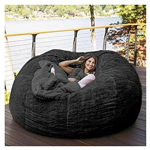 Bean Bag,Giant Fur Bean Bag Chair Cover for Adults Kids (Without Filling) Comfy Fluffy Giant Round Beanbag Lazy Sofa Cover for Reading Chair Floor Chair Lazy Sofa Bed Cover Soft Fluffy Faux BeanBag