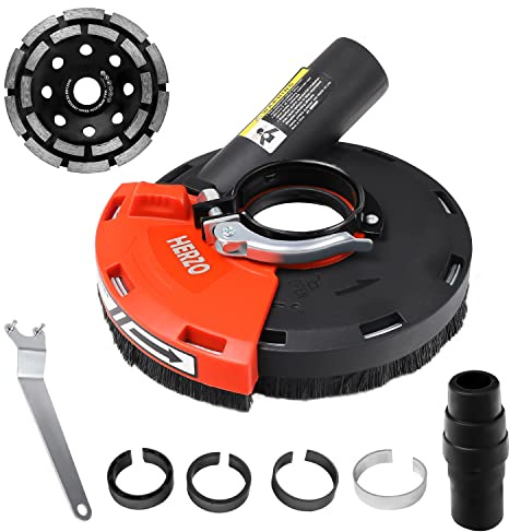 HERZO Surface Grinding Dust Shroud for Angle Grinder, Universal 4.5/5 + Diamond grinding cup wheel 5 inch