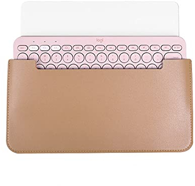 Hosoncovy PU Leather Portable Keyboard Carrying Case Storage Bag Travel Case Dustproof Protective Case for Logitech K380 Multi-Device Bluetooth Keyboard (Khaki)