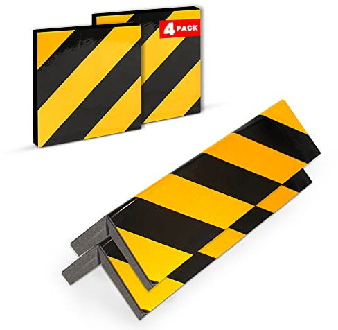 CRINSTON® Paraspigoli per Colonna Garage Riflettante | 4 Unità | Protezioni delle pareti del Garage -Protettore Porte e Paraurti Auto, Evita Urti e Graffi (2 Unità 40x20x2 cm + 2 Unità 20x20x2 cm)