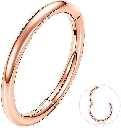 ESHIONER G23 Titanio Hipoalergénico Anillo de la Nariz Oro Plata Negro Septum Helix Cartílago Concha Anillos de Segmento Anillos de Labio 14G 16G Espesor 8MM Aro de Nariz 1 Pieza