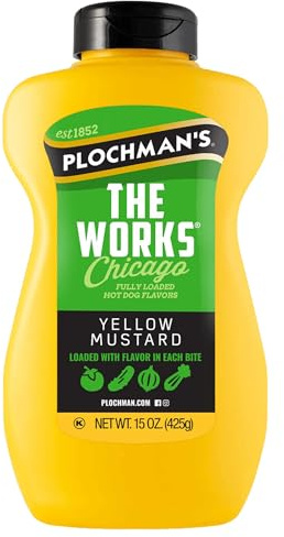 Plochman, The Works Mustard, 15 oz, Perfect for Chicago-Style Hot Dogs