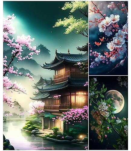 Lyeaa Flower Branch Pavilion Diamond Painting 5d DIY Round Drill Diamond Paint Branch Home Decor Art Craft