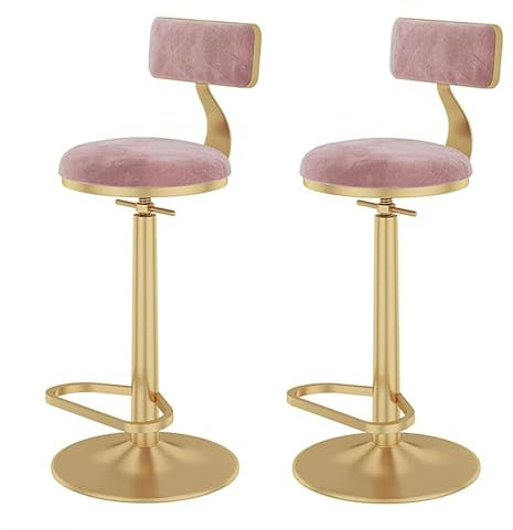 Barhocker 2er Set - Drehbar Stehhocker, Drehbare Barhocker Verstellbaren Barhockern Aus Samt Mit Hoher Rückenlehne, Gepolsterte Moderne Barhocker, Barhocker, Stühle Für Esszimmer/Hausbar/Küche ( Color