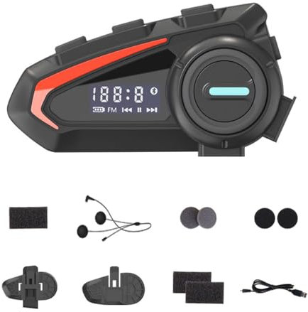 Casque de moto sans fil Bluetooth 5.1, étanche IPX6, compatible avec tous les casques 1200 mAh