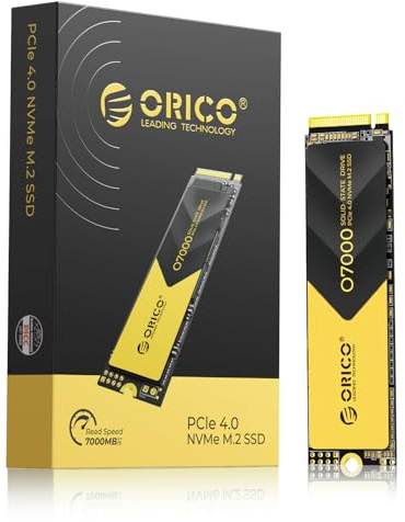 ORICO 512GB NVMe SSD PCIe 4.0- Up to 7000MB/s, M.2 SSD 2280 PCIe 4.0X4 Internal Solid State Drive, Fast Heat Dissipation, Compatible with macOS Windows for Gamers and Creators-O7000 (512GB)