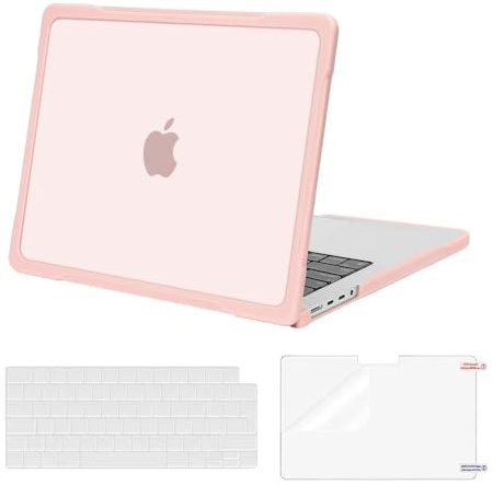 MOSISO Compatible with MacBook Pro 14 inch Case 2026-2021 M5 M4 M3 M2 M1 A3427 A3426 A3434 A3112 A3185 A3401 A2918 A2992, Soft TPU Bumper Anti-scratch Hard Shell&KeyboardCover&ScreenFilm, Pink