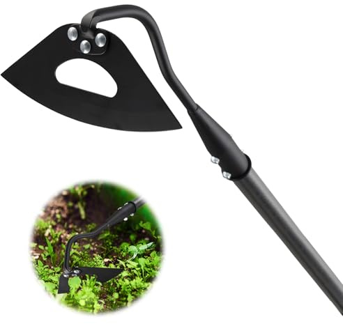 Zappa da giardino, zappa cava, strumento di diserbo da giardinaggio, manico lungo 139,7 cm, resistente, strumento manuale per giardinaggio per diserbo, scavare, allentare il terreno