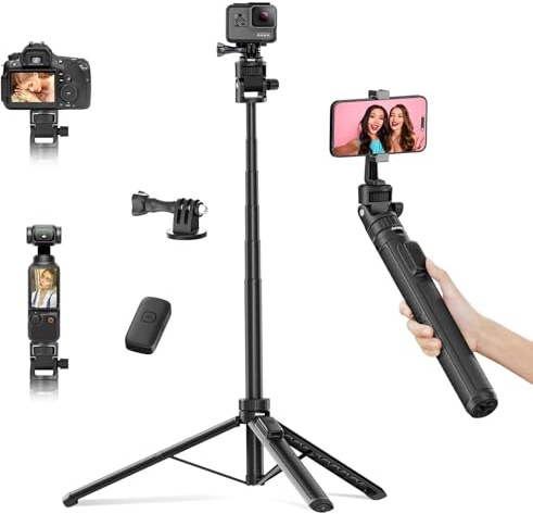Jishane 70 Camera Tripod for GoPro Stand, Extendable Action Camera Tripod for GoPro Max2/ Hero13/12/11/10 DJI OSMO Pocket 3 & Action 6/5 pro/4, Insta360 X5/X4