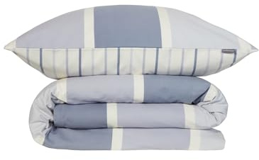 Schiesser Bettwäscheset Brody | 2-teilig | Gestreift | Feinbiber | 100% Baumwolle | Oeko-Tex Zertifiziert | Reißverschluss | 155x220cm + 80x80cm | Lavendel
