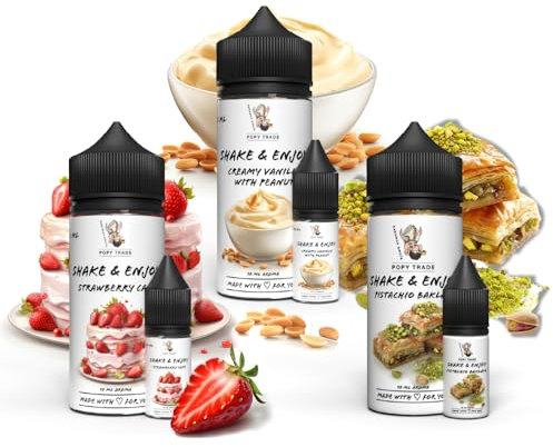 POPY TRADE - Shake & Enjoy 3er Top-Seller Set No. 1 - Overdosed Aroma 10 mal je 10ml in Dosierflasche, Für Lebensmittel, Getränke, Vernebler, Nebelmaschinen