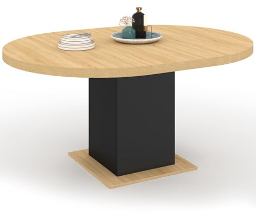 IDMarket - Table à Manger Extensible Ronde Eden 4-8 Personnes Bois et Noir 120-160 cm