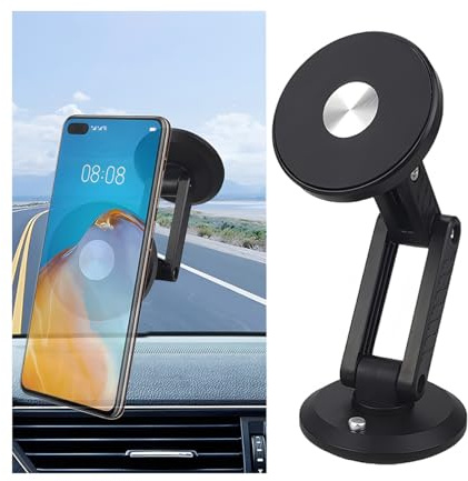 JNNJ Support Magnétique pour Téléphone De Voiture, Rotation 360° Support Telephone Voiture Magnetique, Téléphone Voiture avec Base Pliable, Accessoires Décoratifs Universels pour Automobile(Noir)